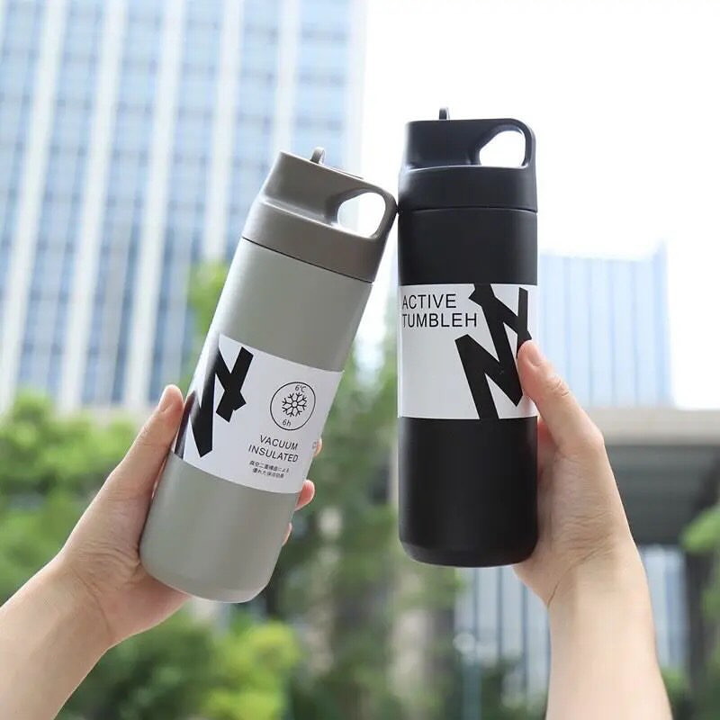 Sports Water Bottle with Straw Lid