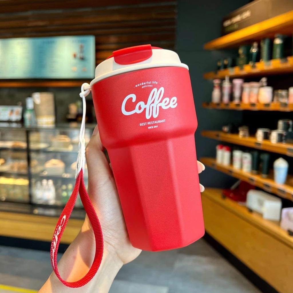 Insulated Travel Mug with Hand Strap