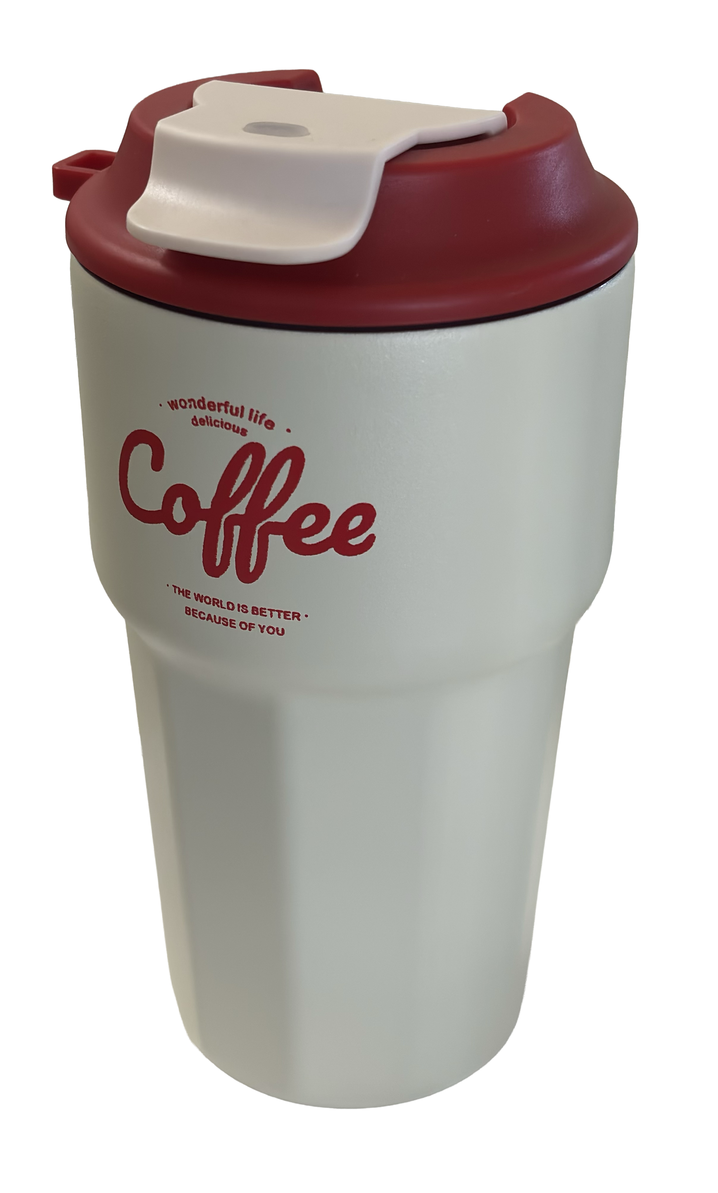 Insulated Coffee Travel Mug with Lid & Strap