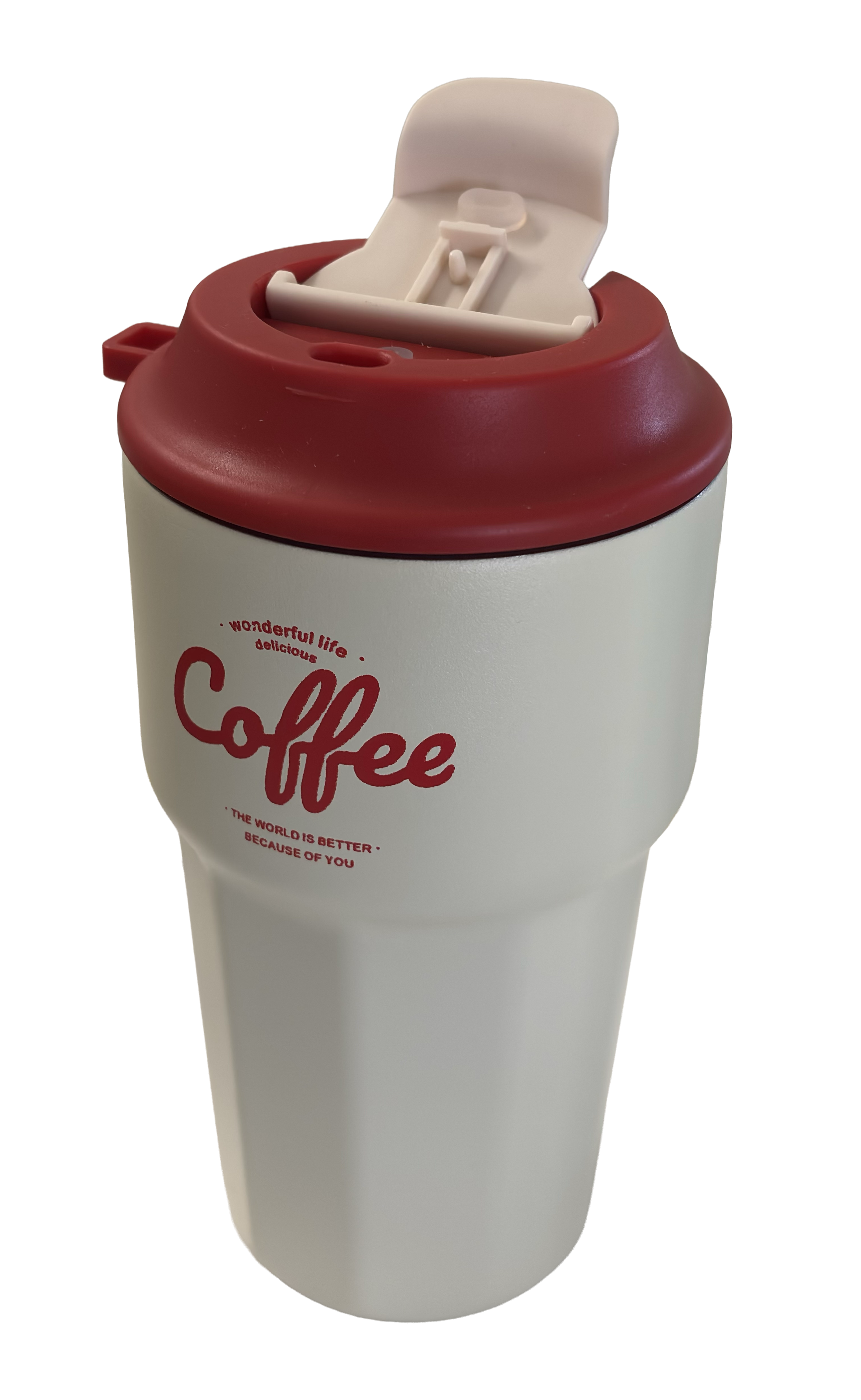 Insulated Coffee Travel Mug with Lid & Strap